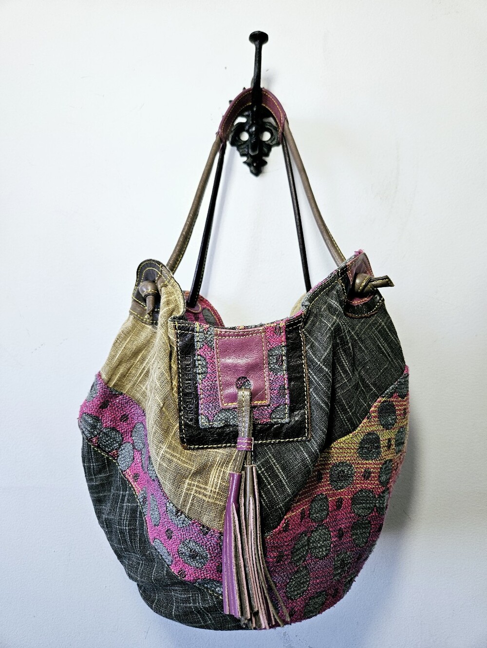 Vintage Cirque Du Soliel Patchwork Tassel Purse Geometric Bag